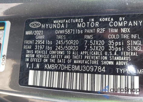 2021 Hyundai Palisade Calligraphy z USA, uszkodzony, nr VIN KM8R7DHE8MU309784